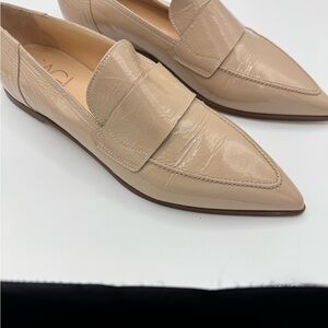 Agl Beige Flats Sleek Patent Loafers